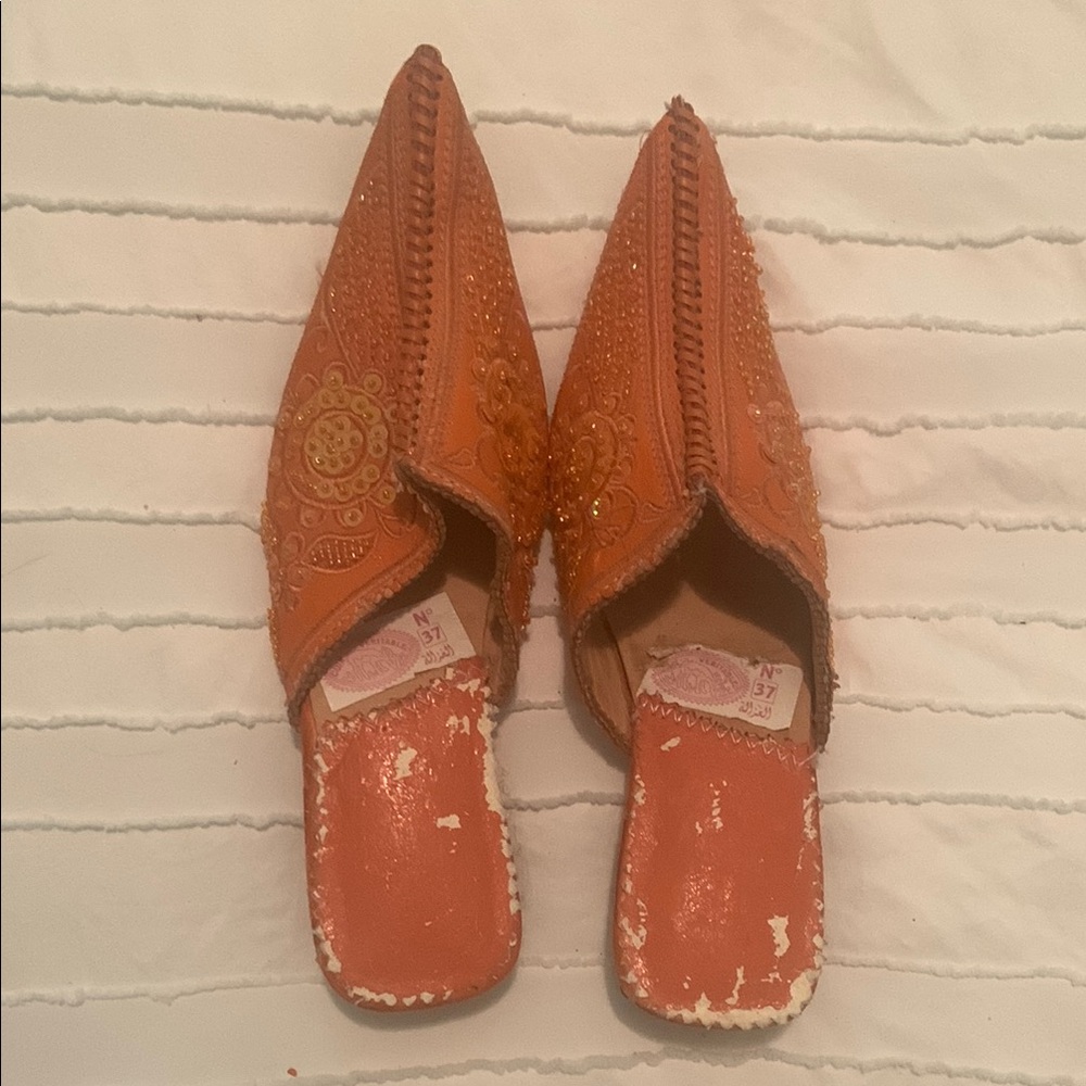 Embroidered Orange Women's Shoes